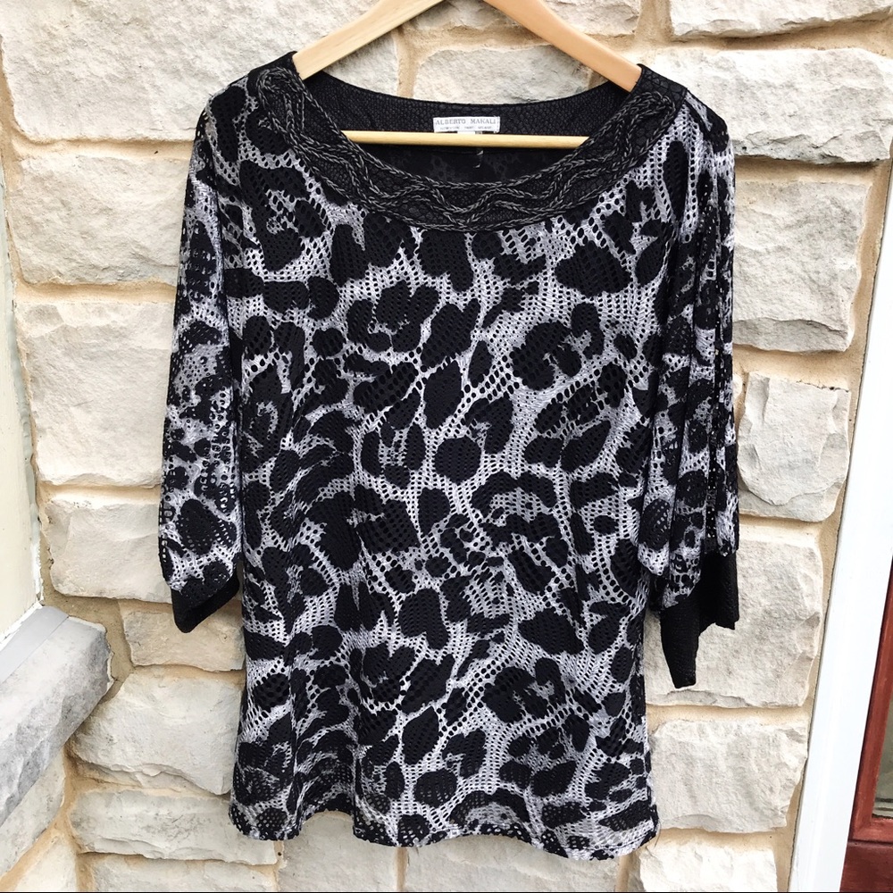 Alberto Makali Mesh Animal Print Top